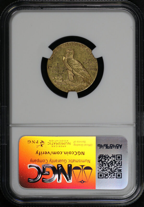 Reverse of this 1911 Indian $5 NGC AU-55