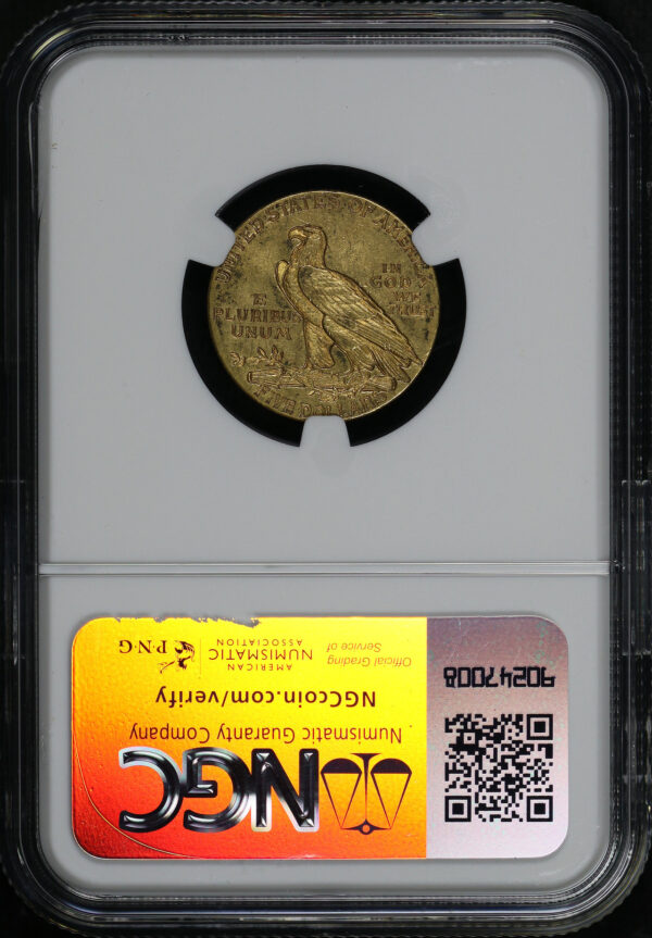 Reverse of this 1911 Indian $5 NGC AU-58