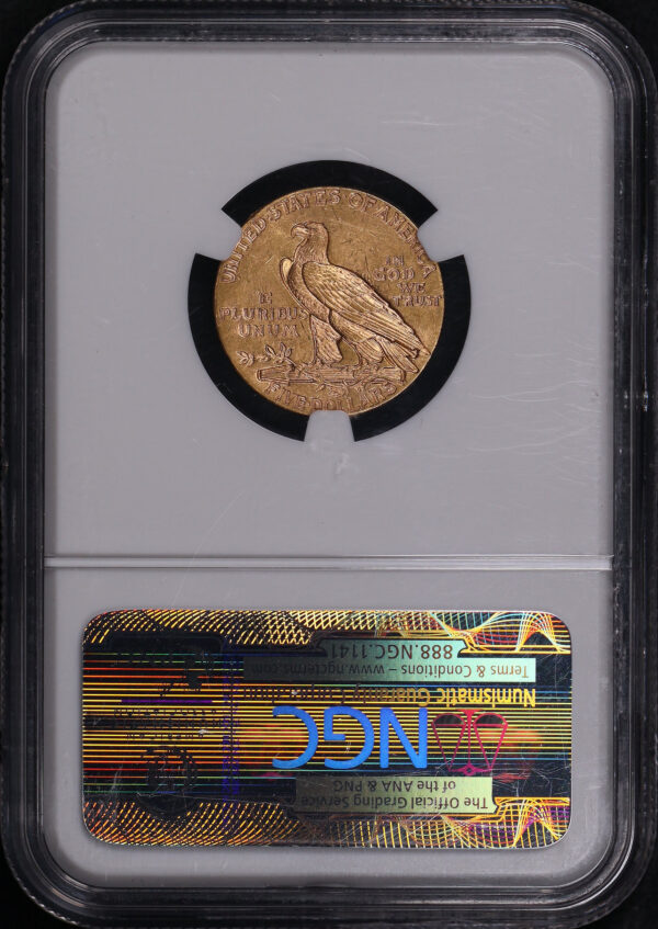 Reverse of this 1911 Indian $5 NGC MS-61