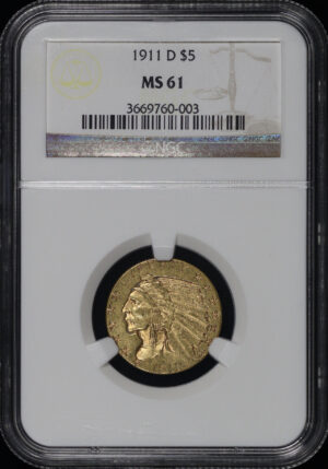 Obverse of this 1911-D Indian $5 NGC MS-61