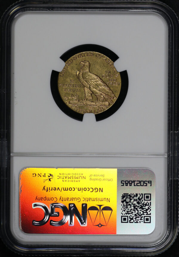 Reverse of this 1911-S Indian $5 NGC AU-58