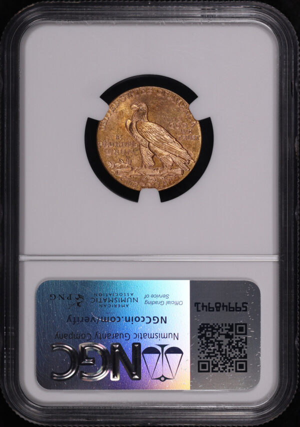 Reverse of this 1911-S Indian $5 NGC MS-64