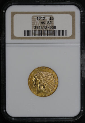 Obverse of this 1912 Indian $5 NGC MS-62