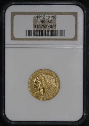 Obverse of this 1912-S Indian $5 NGC MS-60
