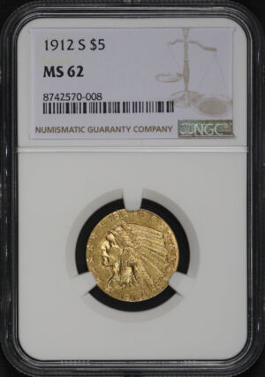 Obverse of this 1912-S Indian $5 NGC MS-62