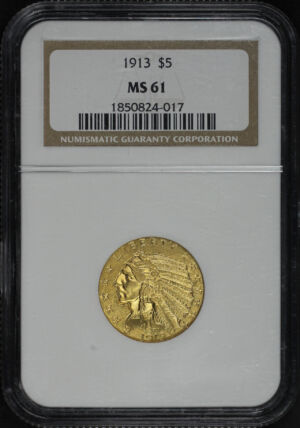 Obverse of this 1913 Indian $5 NGC MS-61