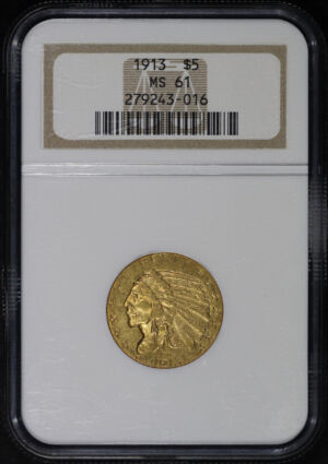 Obverse of this 1913 Indian $5 NGC MS-61