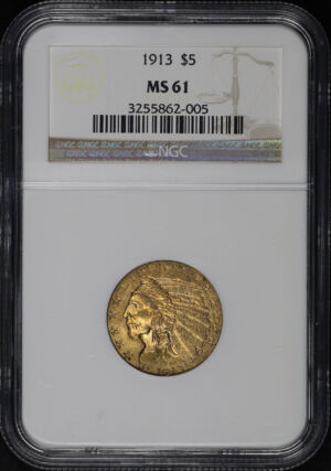 Obverse of this 1913 Indian $5 NGC MS-61