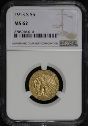 Obverse of this 1913-S Indian $5 NGC MS-62