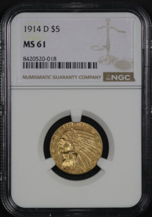 Obverse of this 1914-D Indian $5 NGC MS-61