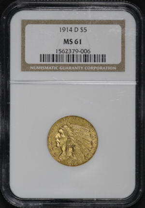 Obverse of this 1914-D Indian $5 NGC MS-61
