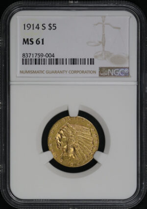 Obverse of this 1914-S Indian $5 NGC MS-61