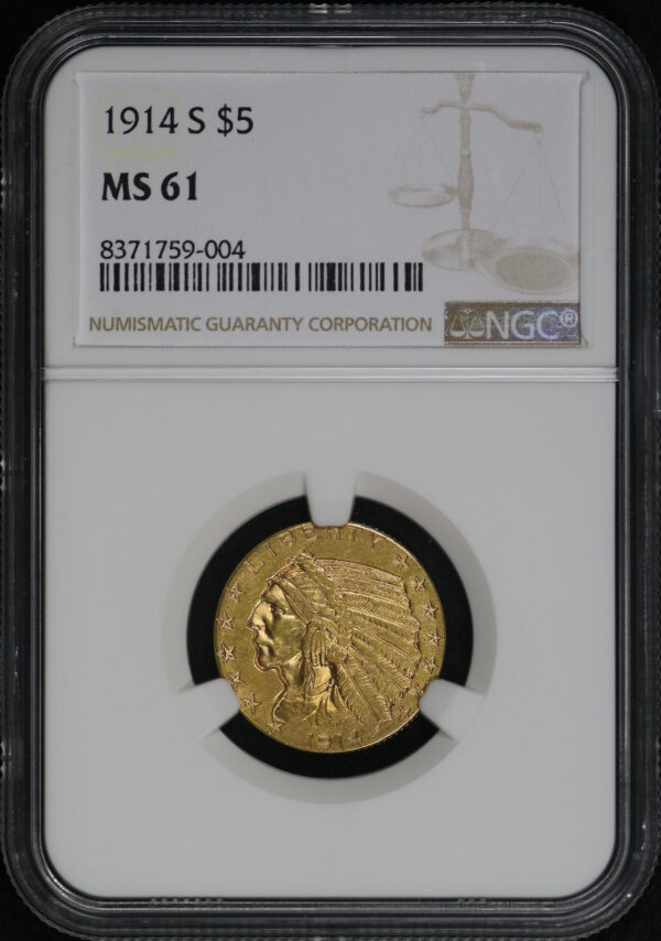 Obverse of this 1914-S Indian $5 NGC MS-61