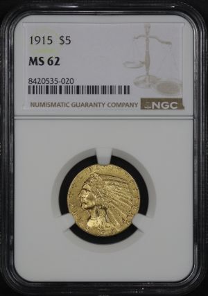 Obverse of this 1915 Indian $5 NGC MS-62