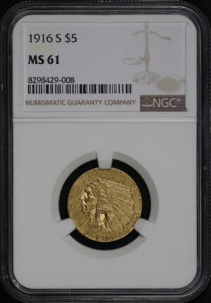Obverse of this 1916-S Indian $5 NGC MS-61
