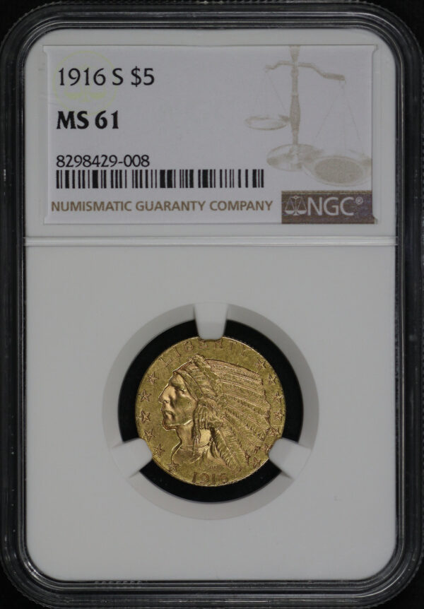 Obverse of this 1916-S Indian $5 NGC MS-61