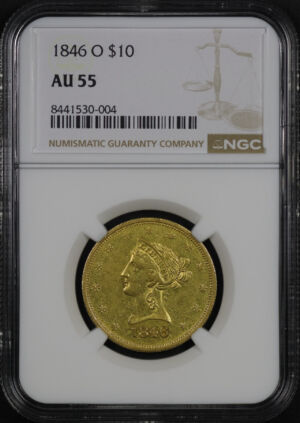 Obverse of this 1846-O Liberty Head $10 NGC AU-55