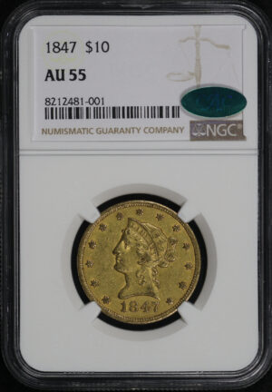 Obverse of this 1847 Liberty Head $10 NGC AU-55 CAC