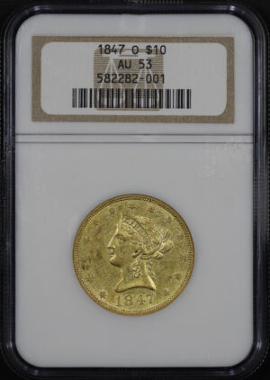 Obverse of this 1847-O Liberty Head $10 NGC AU-53