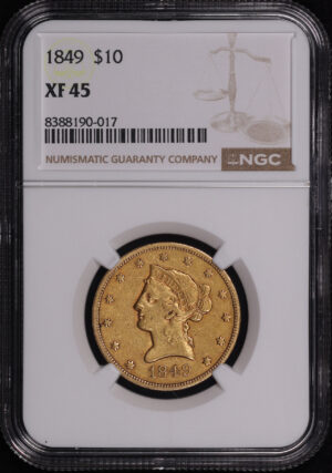 Obverse of this 1849 Liberty Head $10 NGC XF-45