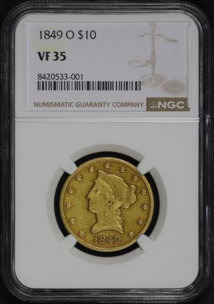 Obverse of this 1849-O Liberty Head $10 NGC VF-35