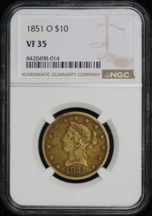 Obverse of this 1851-O Liberty Head $10 NGC VF-35