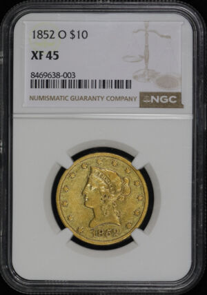 Obverse of this 1852-O Liberty Head $10 NGC XF-45