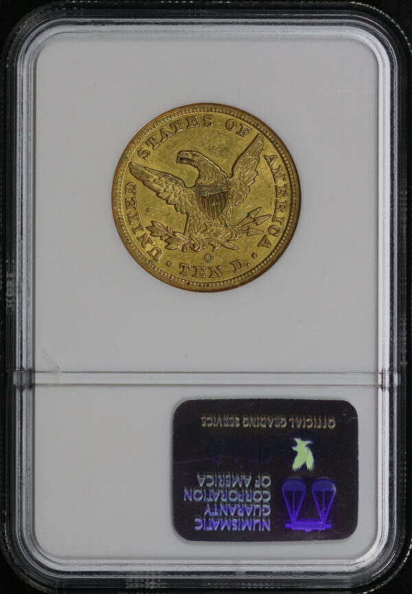 Reverse of this 1853-O Liberty Head $10 NGC AU-58