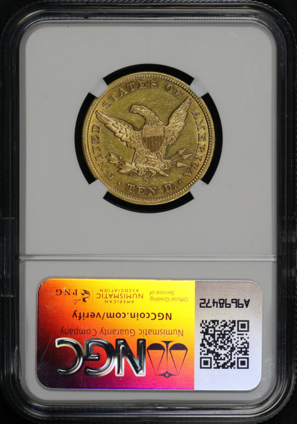 Reverse of this 1857-S Liberty Head $10 NGC AU-55