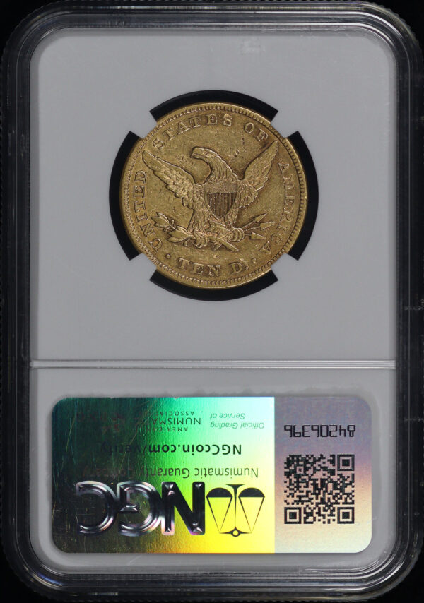 Reverse of this 1862 Liberty Head $10 NGC AU-50