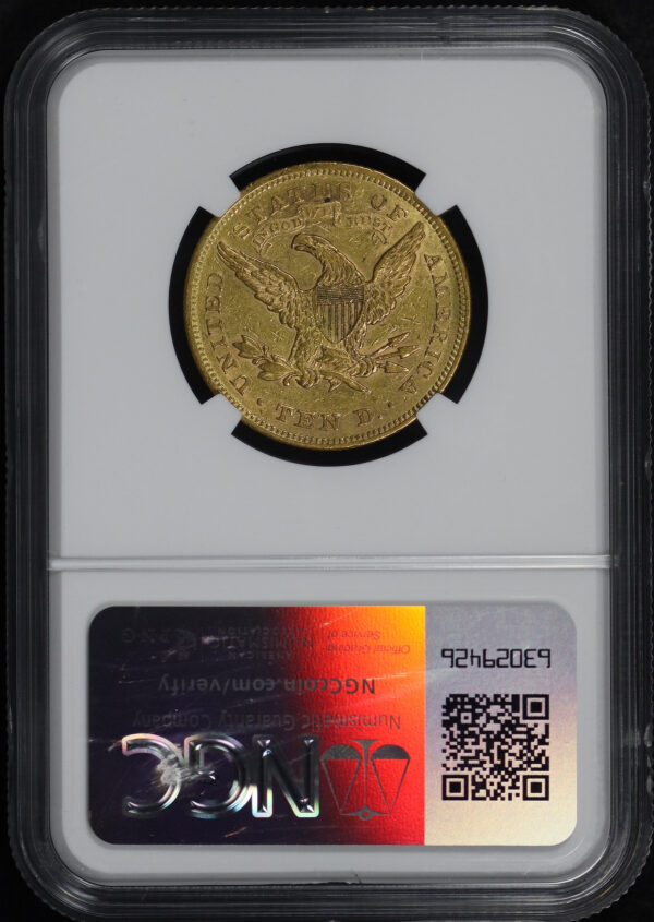 Reverse of this 1868 Liberty Head $10 NGC AU-55