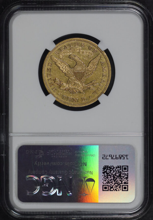 Reverse of this 1871-CC Liberty Head $10 NGC AU-53