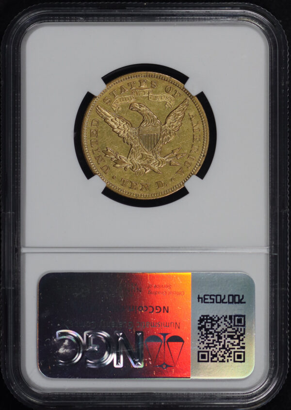 Reverse of this 1871-CC Liberty Head $10 NGC AU-53