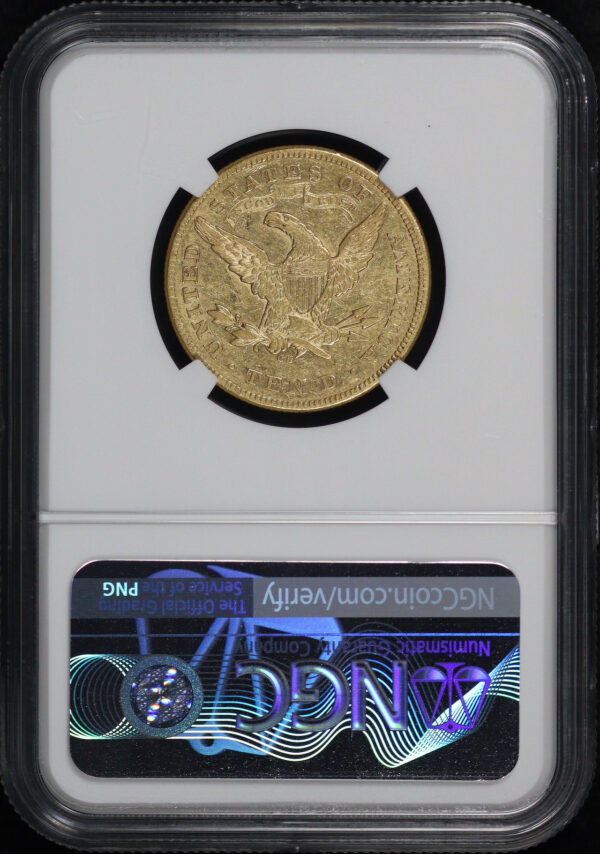 Reverse of this 1872-CC Liberty Head $10 NGC XF-45
