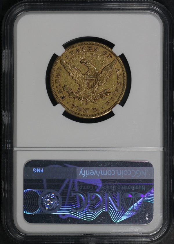 Reverse of this 1874-CC Liberty Head $10 NGC AU-55