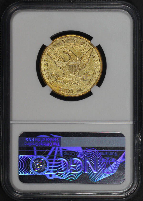 Reverse of this 1875-CC Liberty Head $10 NGC AU-50
