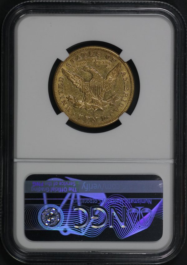 Reverse of this 1875-CC Liberty Head $10 NGC AU-53