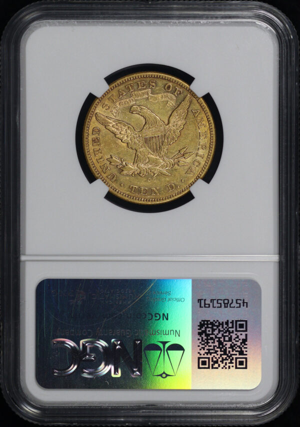 Reverse of this 1876-CC Liberty Head $10 NGC AU-55