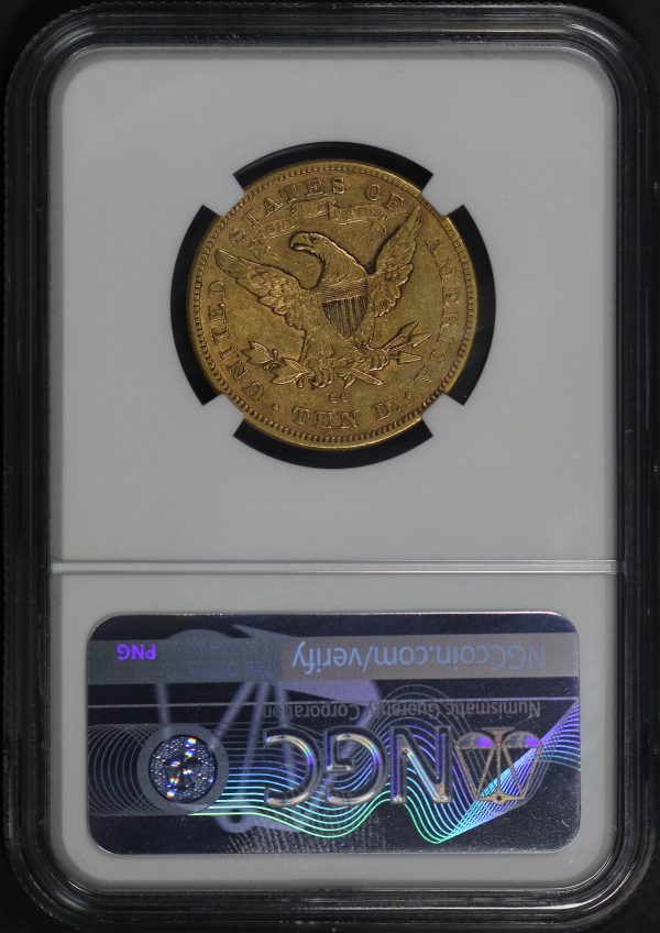 Reverse of this 1878-CC Liberty Head $10 NGC AU-50