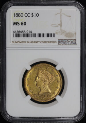 Obverse of this 1880-CC Liberty Head $10 NGC MS-60