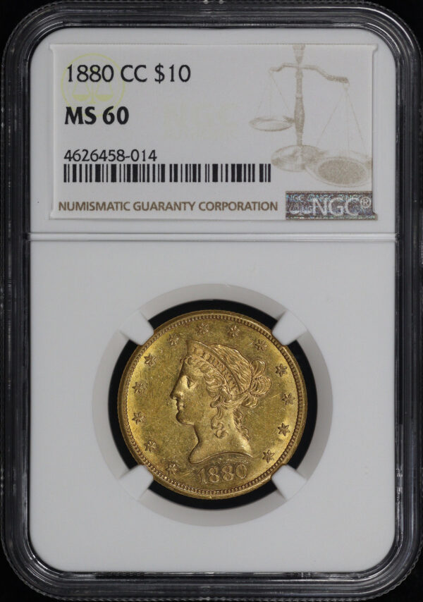 Obverse of this 1880-CC Liberty Head $10 NGC MS-60