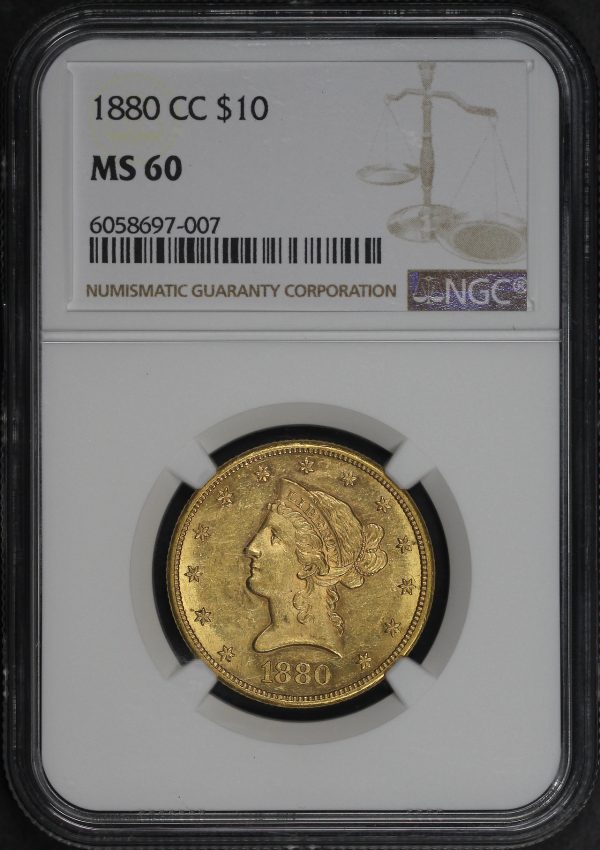 Obverse of this 1880-CC Liberty Head $10 NGC MS-60