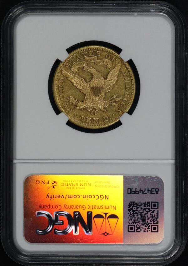 Reverse of this 1881-CC Liberty Head $10 NGC AU-55