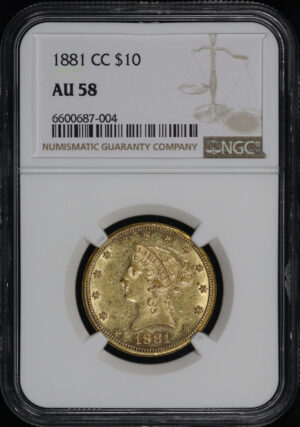 Obverse of this 1881-CC Liberty Head $10 NGC AU-58