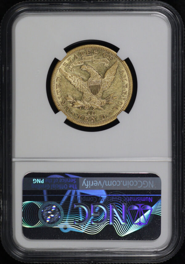 Reverse of this 1882-CC Liberty Head $10 NGC AU-50