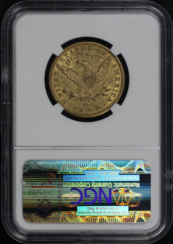 Reverse of this 1882-CC Liberty Head $10 NGC AU-58