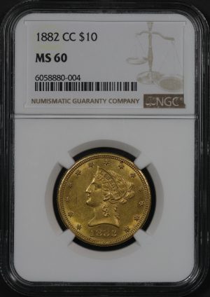 Obverse of this 1882-CC Liberty Head $10 NGC MS-60