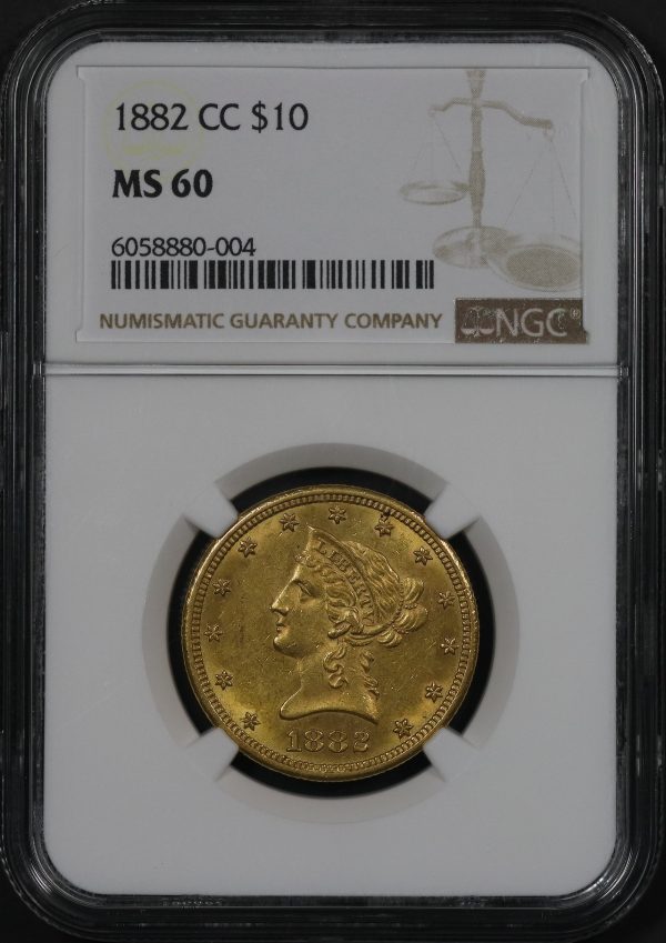 Obverse of this 1882-CC Liberty Head $10 NGC MS-60