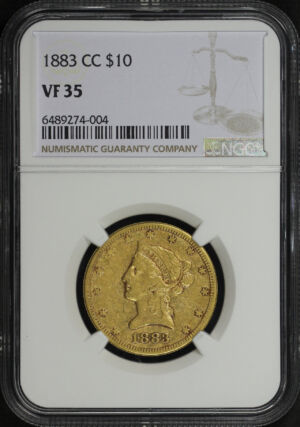 Obverse of this 1883-CC Liberty Head $10 NGC VF-35