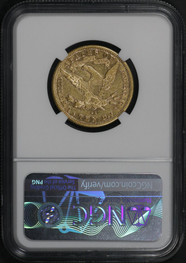 Reverse of this 1883-CC Liberty Head $10 NGC AU-50